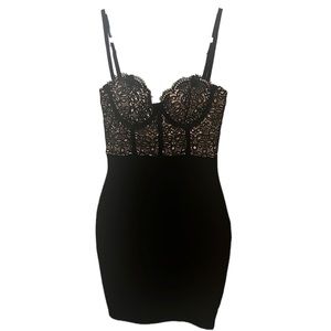 Black Lace Adjustable Strap Dress